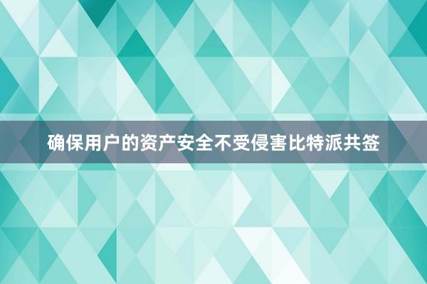 确保用户的资产安全不受侵害比特派共签