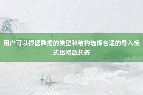 用户可以根据数据的类型和结构选择合适的导入模式比特派共签