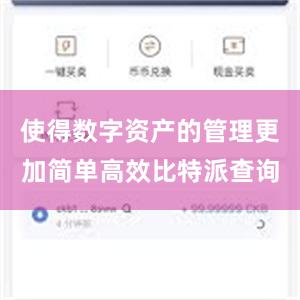 使得数字资产的管理更加简单高效比特派查询