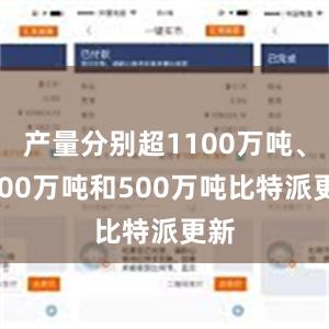 产量分别超1100万吨、1000万吨和500万吨比特派更新