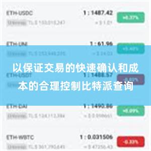 以保证交易的快速确认和成本的合理控制比特派查询